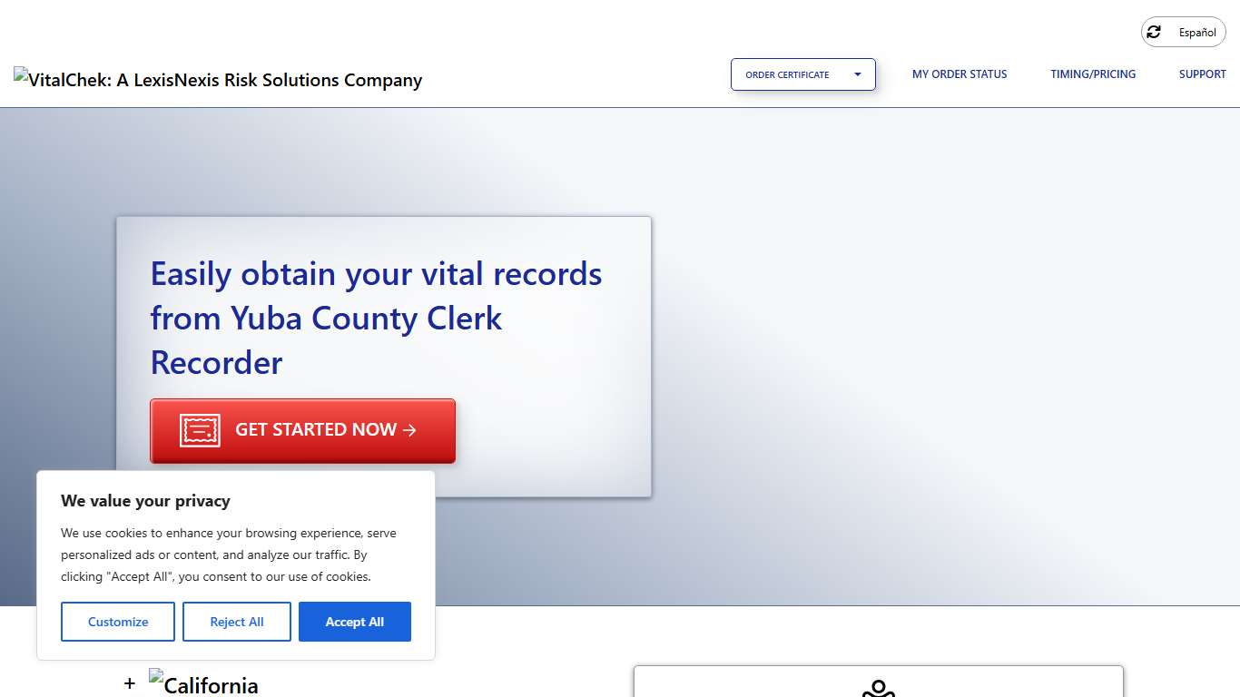 Yuba County Clerk Recorder (CA) Order Certificates - VitalChek