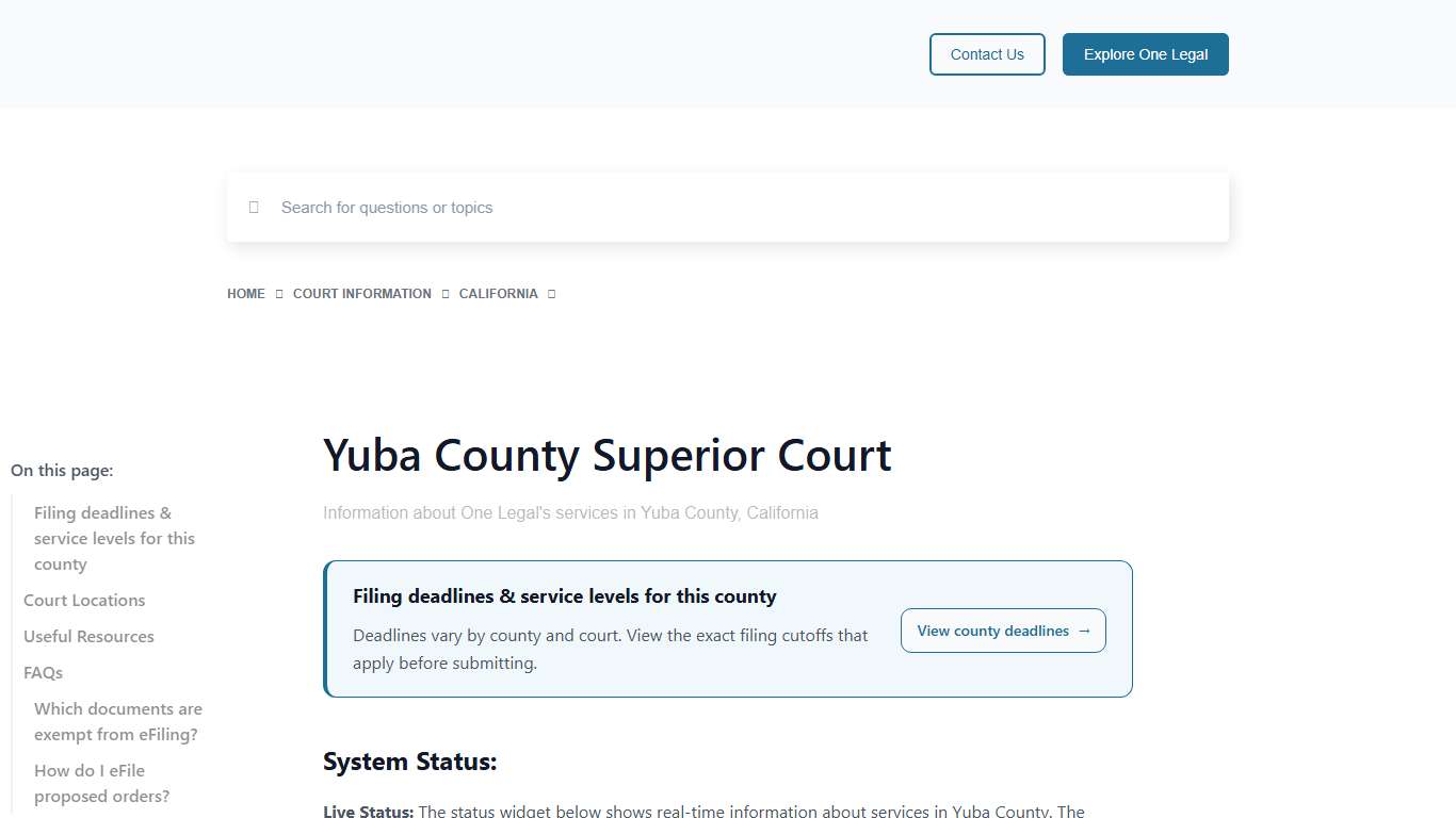 Yuba County Superior Court - One Legal