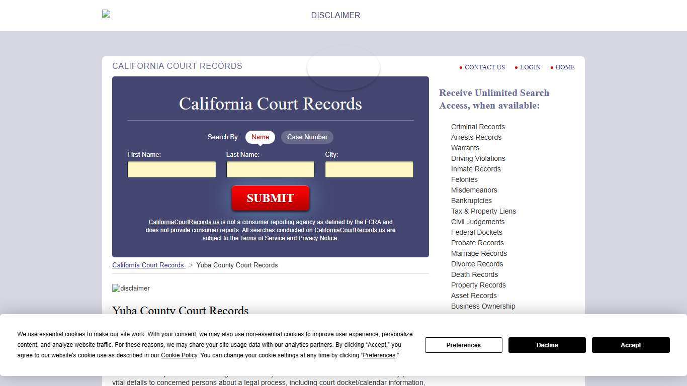 Yuba County Court Records CaliforniaCourtRecords.us